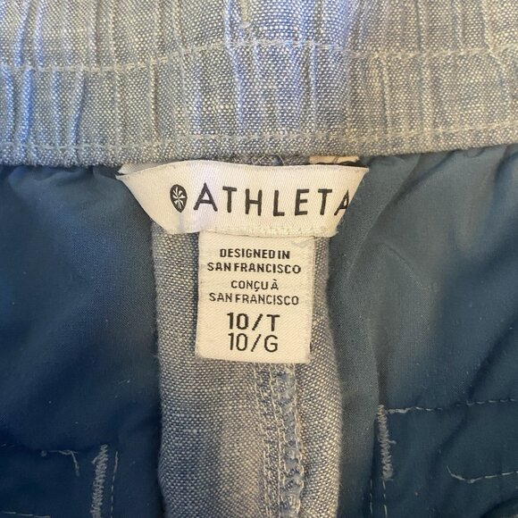 Athleta Cabo Linen Jogger Pants Chambray Blue Size 10 T Tall Athleisure Sporty - Picture 8 of 9